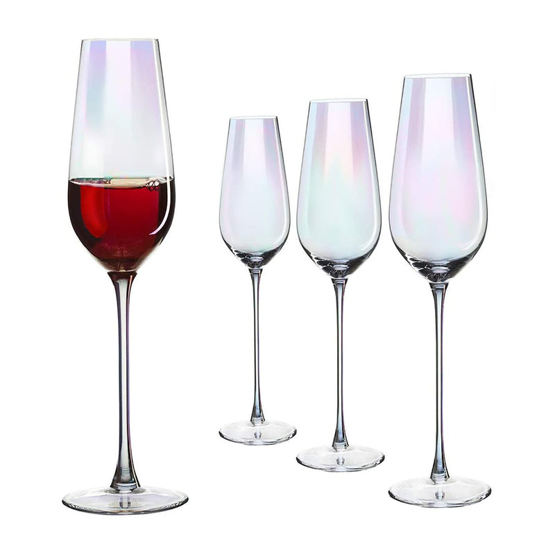 Lustre Iridescent Champagne Flutes Glasses Set of 4-In An Elegant