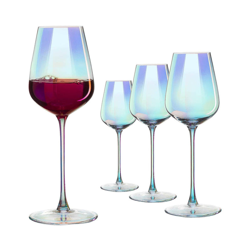 Iridescent Luster Large Radiance Wine Glasses In An Elegant Gift Box