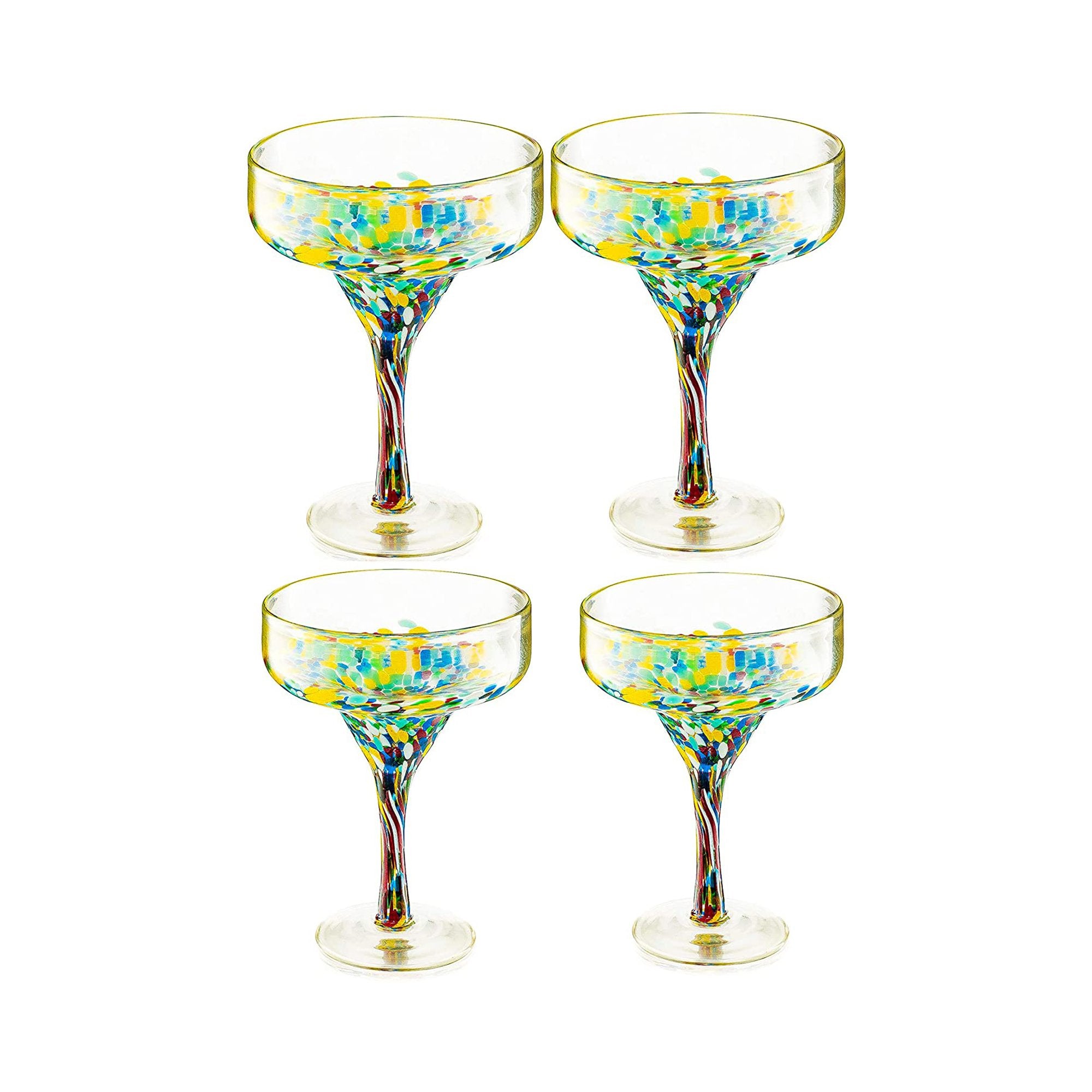 Mexican Design Hand Blown Margarita GlassSet of 4 Luxury Hand Blown C Brookstone