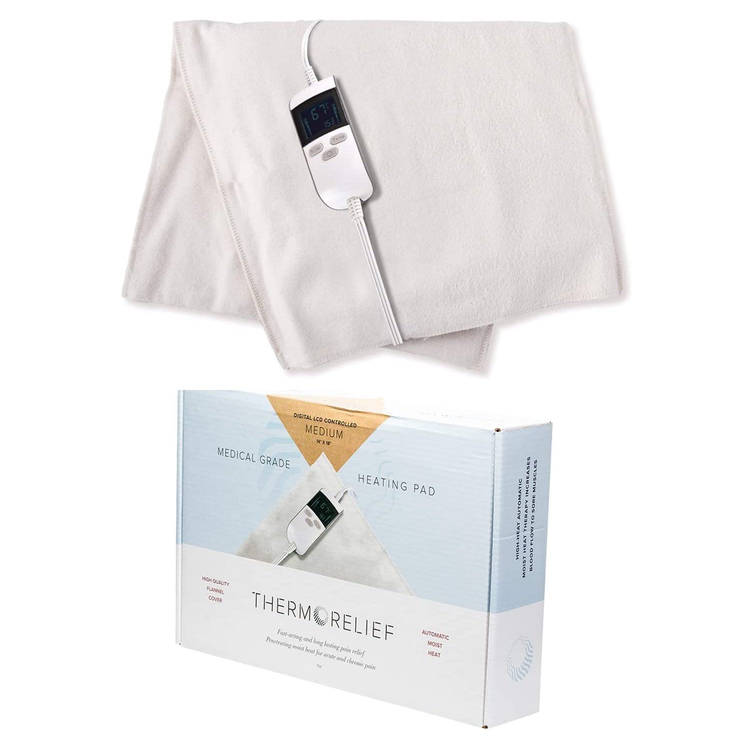 Versatile Medium Moist Heating Pad with Auto Shut Off for Cramps and B