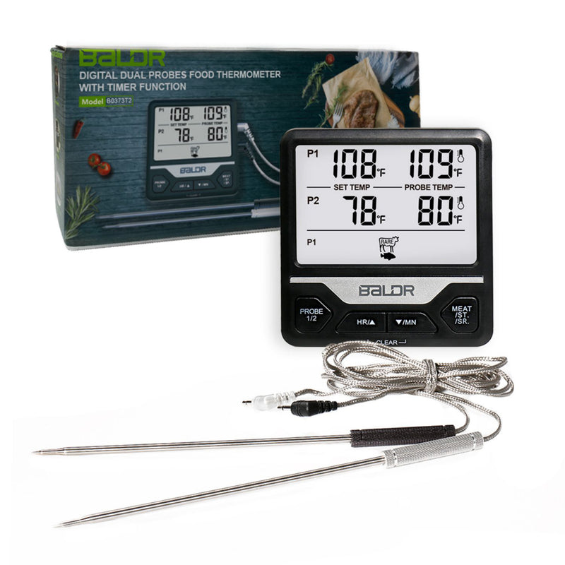 Food Kitchen Digital Meat BBQ Thermometer Dual Probe Design