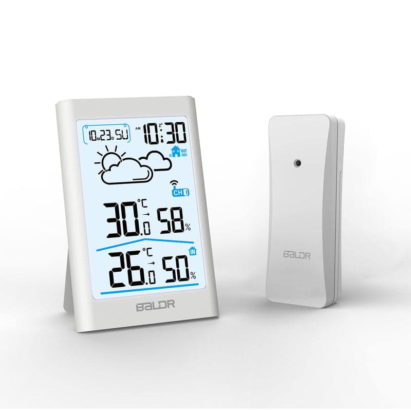 BALDR Digital Wireless Weather Station Indoor Outdoor 3 Thermo Hygrometer  Sensor
