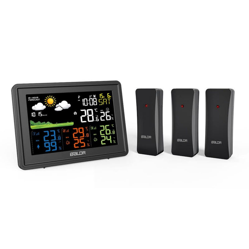 Baldr Color Digital Wireless Indoor/Outdoor Weather Station with Thermometer & H