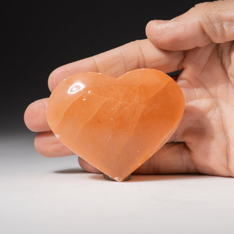 Genuine Natural Orange Selenite Crystal Heart from Morocco (Medium)