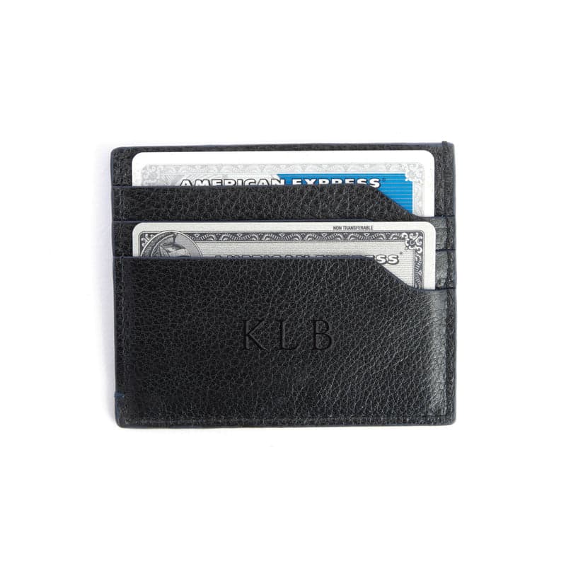 Initial Business Card Wallet  Saffiano Leather Card Holder